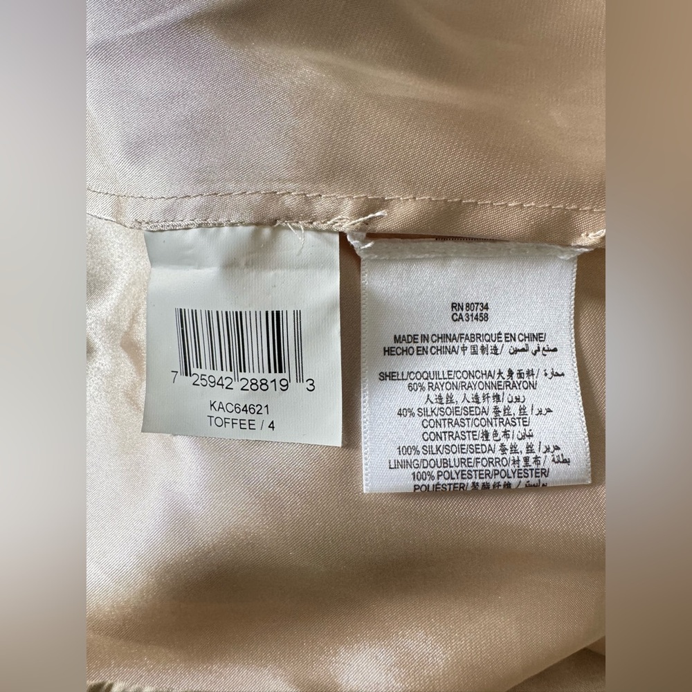 NWT - BCBGMaxAzria Long Chiffon Silk Flowy Silvery-Beige 
Gown - Picture 11 of 11
